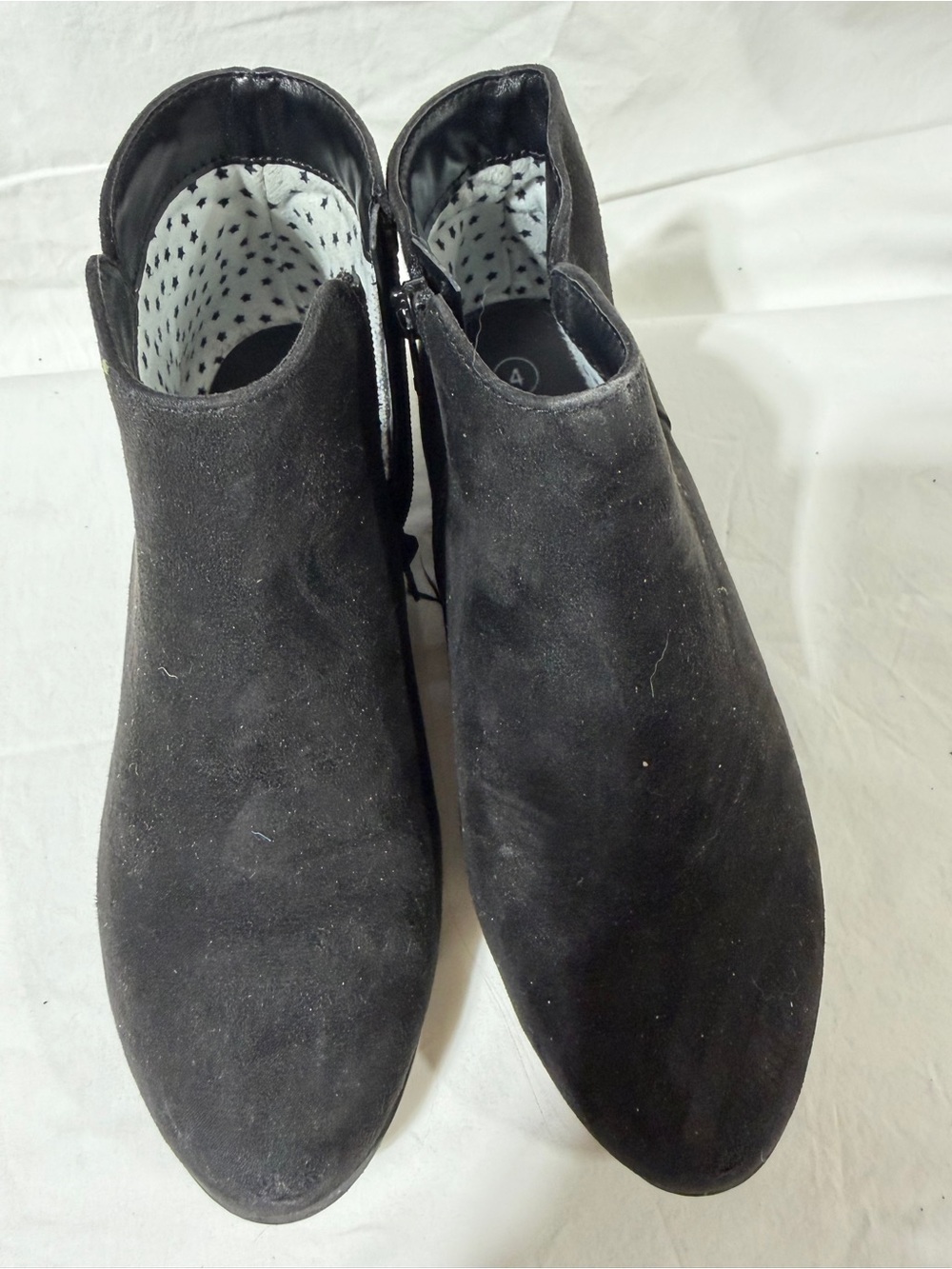 Cat & Jack Black Suede-Look Ankle Booties with Side Zip